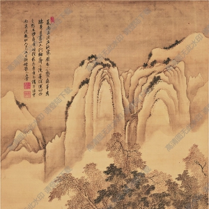 王翬 仿夏禹玉漁莊 國畫高清大圖下載