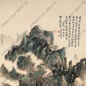 黃賓虹國(guó)畫(huà) 青綠山水 高清大圖下載