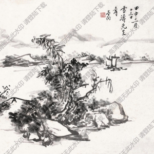 黃賓虹國(guó)畫(huà) 秋汀平遠(yuǎn) 高清大圖下載