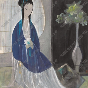 林風(fēng)眠國(guó)畫作品 仕女與蓮花 高清下載