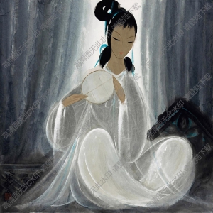 林風(fēng)眠國(guó)畫作品 執(zhí)扇仕女 高清下載