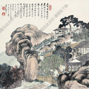 戴以恒國(guó)畫(huà) 菊隱圖 高清大圖下載