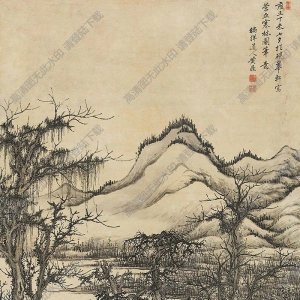 黃鼎國(guó)畫 仿李營(yíng)丘寒林圖 高清大圖下載