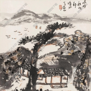 余任天國(guó)畫(huà) 風(fēng)林秋水 高清大圖下載