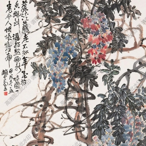 趙云壑國(guó)畫(huà) 老藤花香到酒船 高清大圖下載