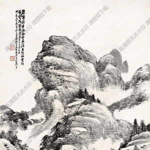 蕭俊賢國畫 含山子詩意圖 高清大圖下載