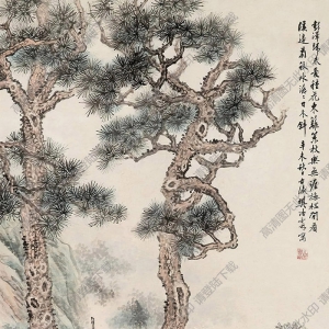 樊少云國(guó)畫(huà) 撫松圖 高清大圖下載