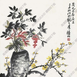 陳秋草國(guó)畫 臘梅瓶花 高清大圖下載