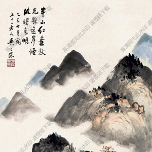 吳子深作品 秋山紅葉圖 高清大圖下載