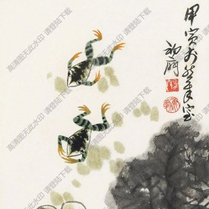 來(lái)楚生國(guó)畫(huà) 荷塘雙蛙 高清大圖下載